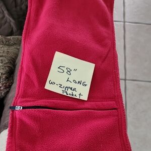 Red Fleece Scarf with Zipper Pocket